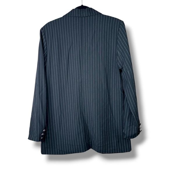 NVLT Black White Stripe NWT Notch Lapel Collar Button Boyfriend Blazer Small - Picture 13 of 13